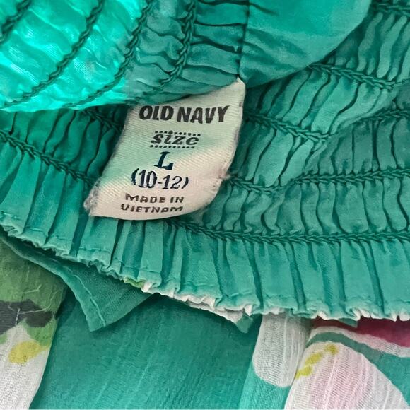 Old Navy Girls  Elastic Waist Floral Green Ruffle Lined Skirt Sz L - Picture 4 of 8